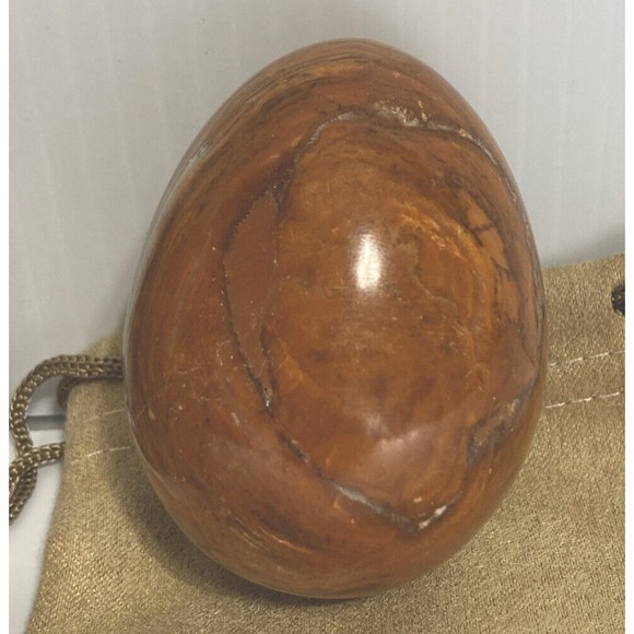 Onyx Naturally Banded Polished Egg Brown White Gray Swirls 3" L x 2" W 8.4 oz - Picture 5 of 12